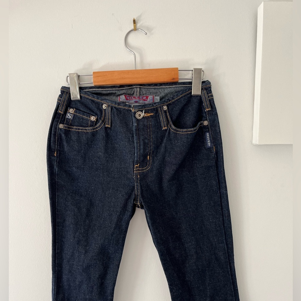 Y2K low rise dark wash denim jeans